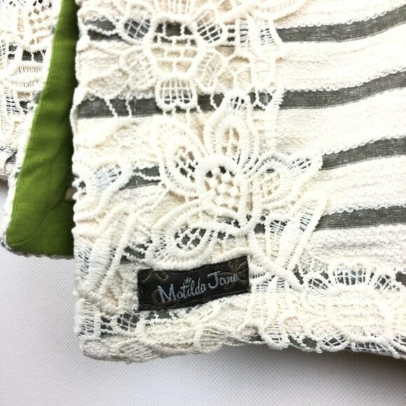 Matilda Jane Grey Stripe Tunic Top Ivory Lace Trim Long Sleeve NWOT Size S - Picture 8 of 9